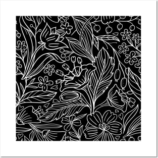 Black and White Flowers Posters and Art
